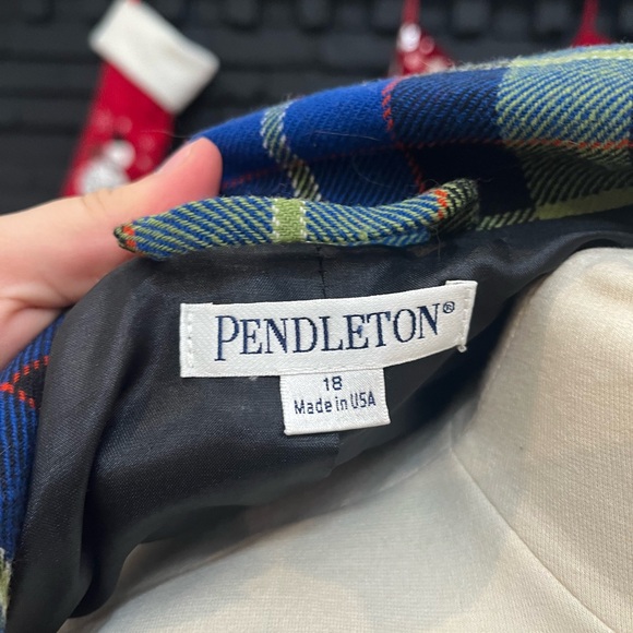 Pendleton vintage Made In USA Blazer Jacket 18 Multicolor Plaid Wool Long Sleeve - Picture 9 of 10